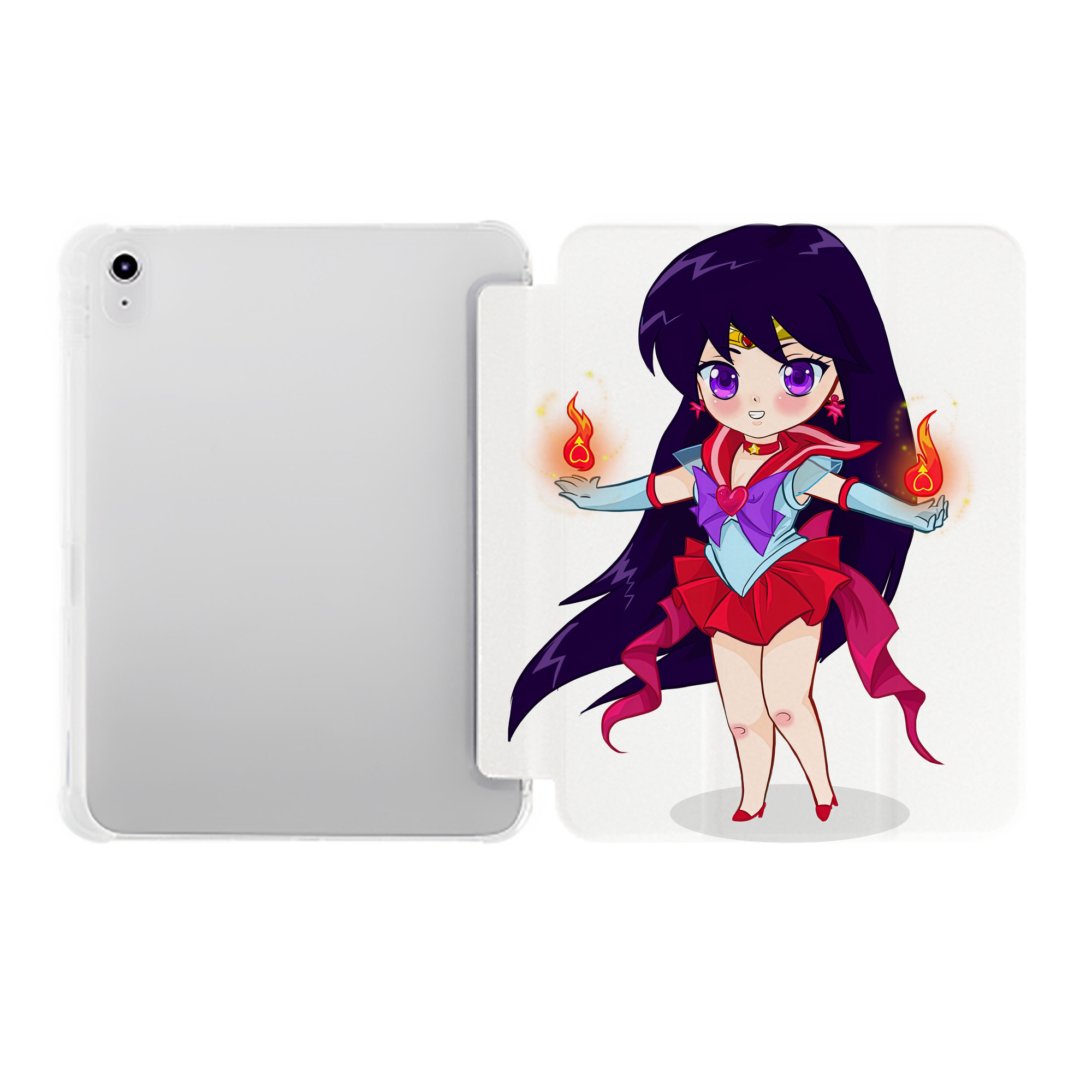 （画像用） 美少女戦士セーラームーン 火野レイ ひの レイ Sailor Moon Hino Rei （セーラーマーズ,Sailor Mars） IPad ケース ペン収納付き 三つ折りスタンド PUレザー×シリコン 対応機種9.5/10.5/10.9インチ